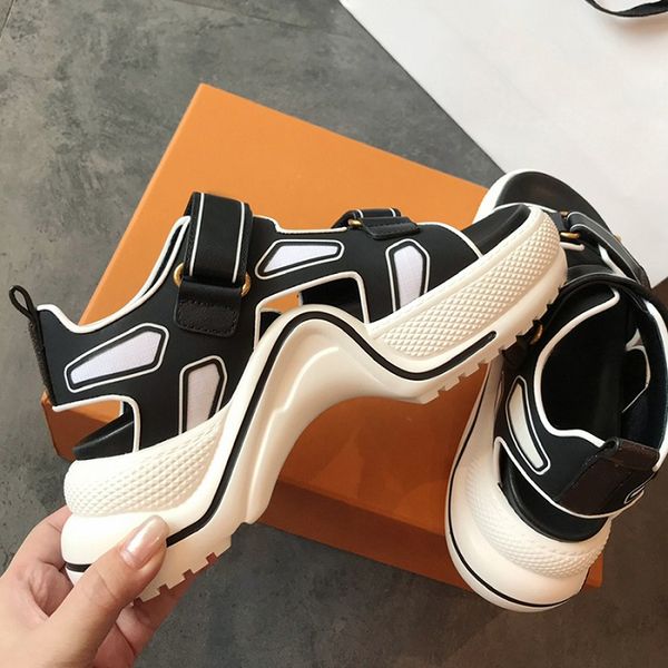 

archlight sandal luxury sandals brand women leather sandal adjustable ankle strap sandal shoes size 35-40 female shoe with box, Black