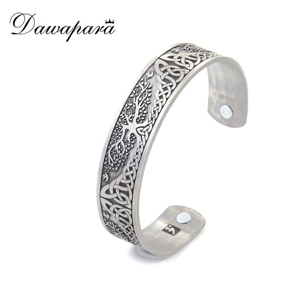 

dawapara endless love knots tree of life cuff bracelet magnetic bangle therapy health jewelry 2019, Black