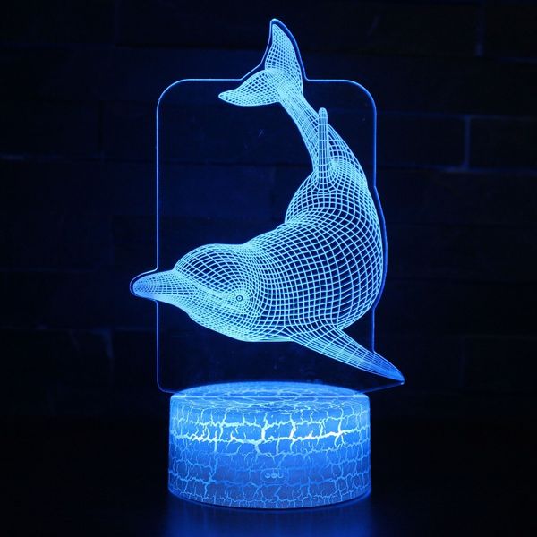 

color change dolphin whale led 3d illusion visual night light bedroom desk decoration light novelty table lamp abajur kids gift