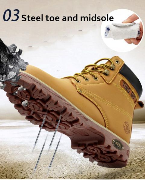 

yd-ever men yellow safety boots steel toe work shoes s5p outdoor safety sneakers src non-slip anti-static puncture proof 37-45, Black