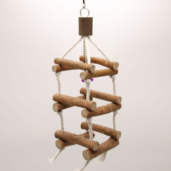 

ji long raw wood parrot gnaw toys bird toys bring skin stairs suspension bridge swing attic three layers climb the ladder