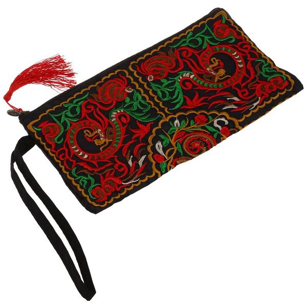 

new women wallet embroider purse clutch mobile phone bag coin bag, Red;black