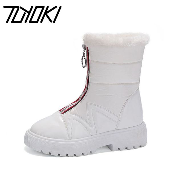 

tuyoki winter warm mid calf boots for women zipper round toe with plush snow boots daily outdoor women footwear size 35-40, Black