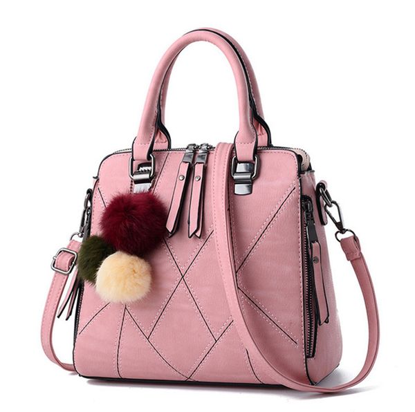 

bags women handbags 2019 lady ladies office tote bag girls handbags single shoulder bag with pompon pendant