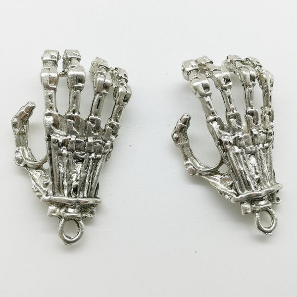 

wholesale 20pcs mechanical hand alloy charms pendant retro jewelry making diy keychain ancient silver pendant for bracelet earrings 37*21mm, Bronze;silver