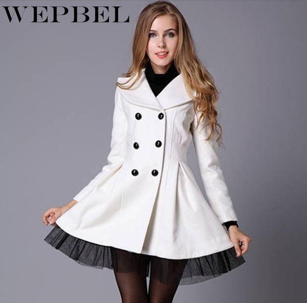 

wepbel women double-breasted white woolen dress coat (s//l/xl/xxl, Tan;black