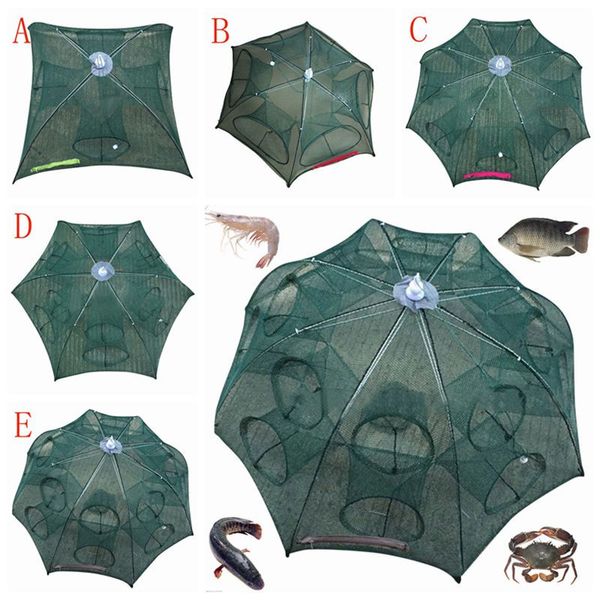 

strengthened 4-20 holes automatic fishing net shrimp cage nylon foldable crab fish trap cast net folding fishing network