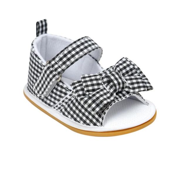 

baby summer soft rubber bottom bow sandals, Black;red