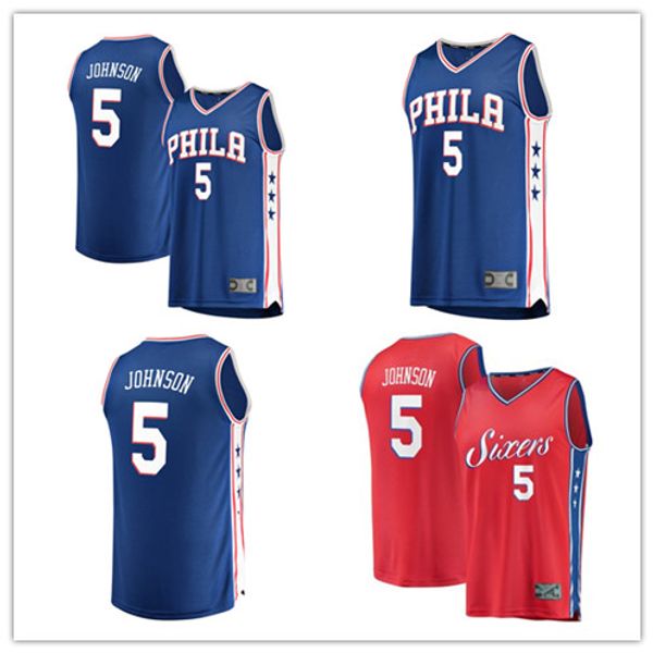 

custom 2019 men's philadelphia 76ers 5 amir johnson fanatics branded red fast break player philadelphia nba women kids jersey, Black