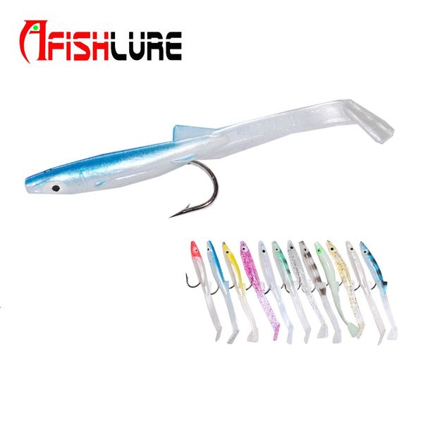

12pcs/lot afishlure ar27 soft sea eel false bait paddle tail sand eel 85mm artificial lure multi colors soft lure