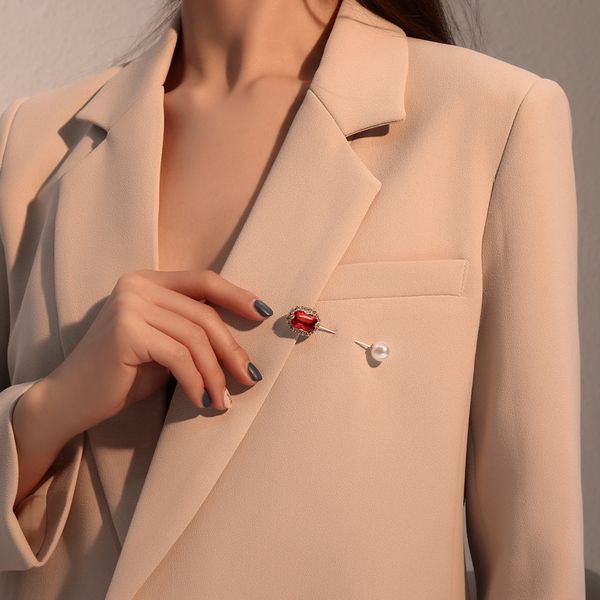 

20pcs/lot new fashion anti-slip a word brooch pearl square crystal pins for women cloth scarf decoration accessories 7 colors, Gray