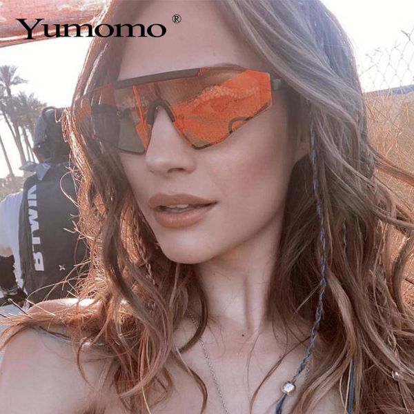 

new rimless square sunglasses women 2020 gradient rectangle sunglasses men fashion sunglasses brand designer oversized eyewear, Blue