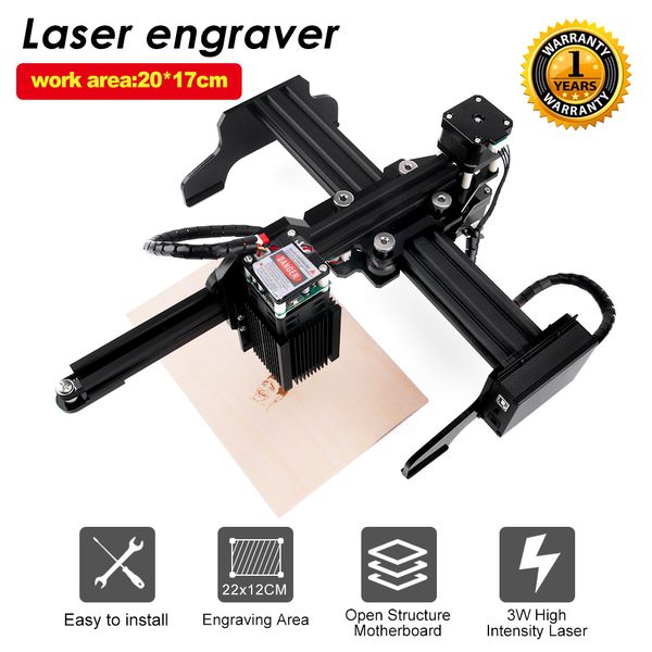 

20*17cm mini 3000mw/7w blue cnc laser engraving machine 2axis diy engraver deskwood router/cutter/printer+ laser