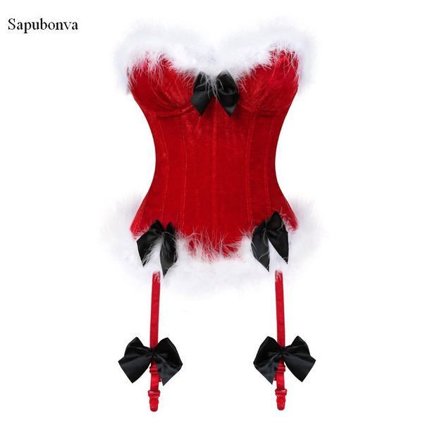 

christmas corsets for women miss santa bustier red corselet overbust corset bow costume cosplay fashion plus size red black, Black;white