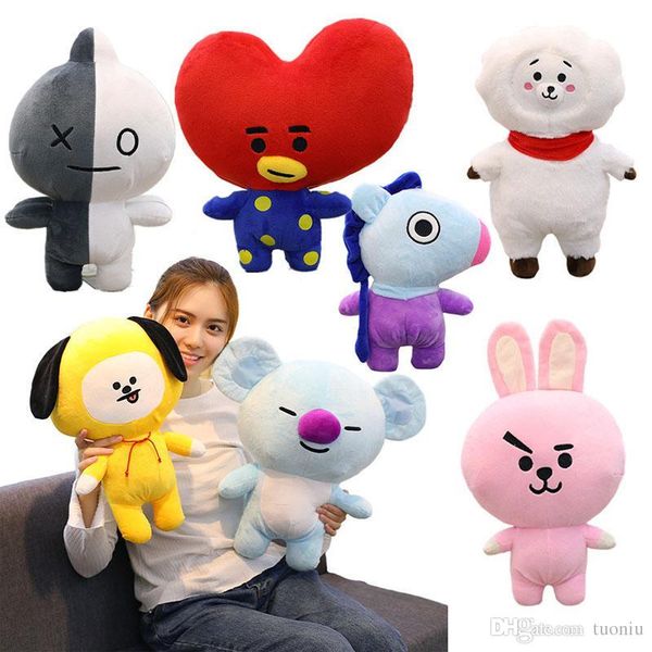 

25cm cute bangtan boys bts bt21 stuffed animals plush toy tata van cooky chimmy shooky koya rj mang gift pillow cushion kids toys