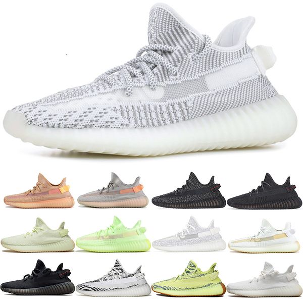 

wholesale static reflective men women running shoes kanye west blue tint clay sesame zebra mens trainer athletic sports sneakers size 36-47