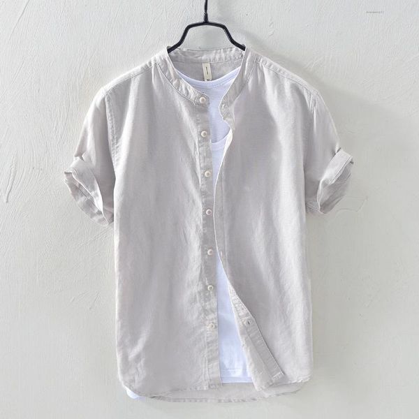 

new 2020 summer linen short-sleeved shirts breathes cool hawaiian shirts comfortable european size loose, White;black