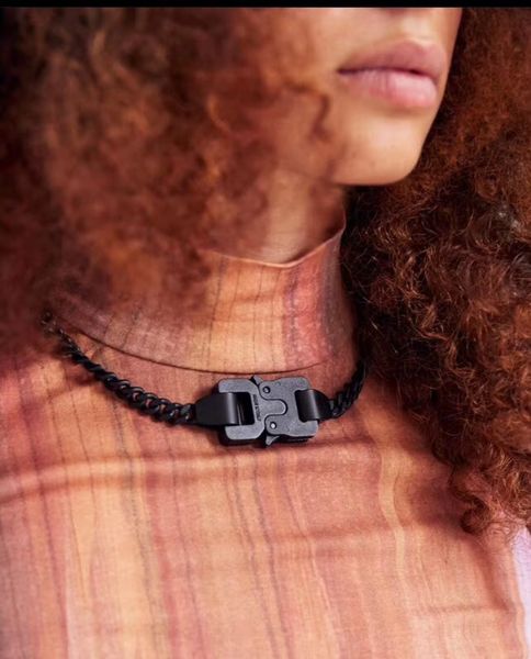 19FW 1017 Alyx Studio Logo Mateed Черная металлическая цепь ожерелье браслет ремни мужские женщины хип-хоп уличные уличные аксессуары фестиваль подарок