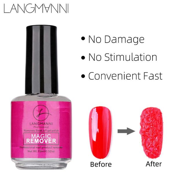 

15ml new magic nail burst gel nail polish remover healthy fast soak off uv polish gel cleanser acrylic remover, Red;pink