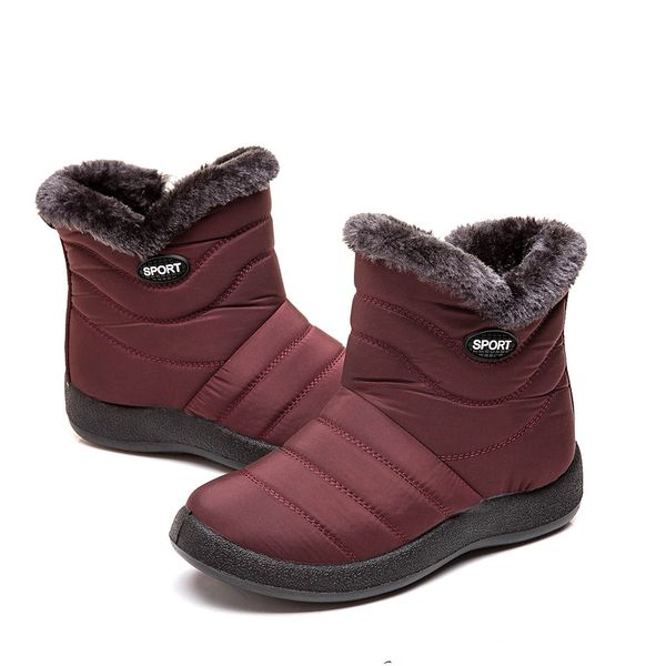 

women'sÂ snowÂ bootsÂ winterÂ ankle shortÂ bootieÂ waterproofÂ footwearÂ warm shoes foreign trade fluffy zipper warm snow boots new 103, Black