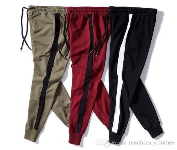 

mens hiphop striped jogger pants designer high street sports casual pencil pants teenager clothing, Black