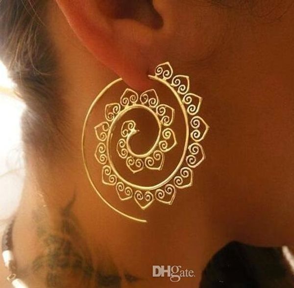 

известные чешские женщины вихревой серьги обруча high grade геометрическая круглый мотаться серьги ювелирные изделия роскошные золотые серьг, Silver