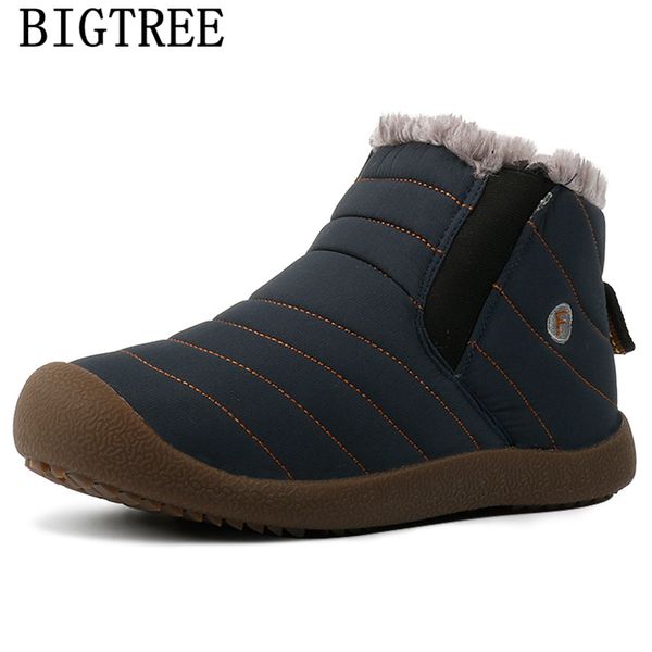 

snow boots men winter boots ankle men home slippers sneakers winter shoes casual shoes slip on big size 48 bona, Black