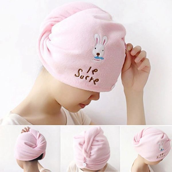 

women bathroom cute super absorbent quick-drying hair towel microfiber hair dry cap eco-friendly multicolor