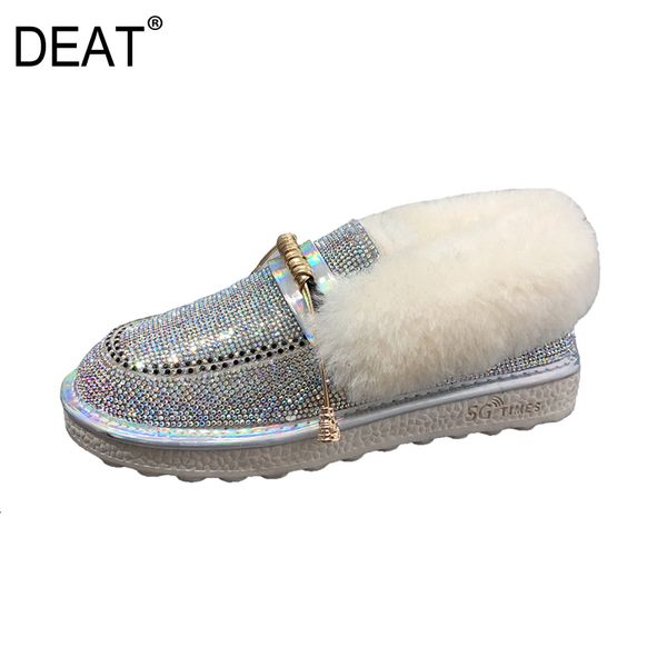

deat] 2019 round toe shallow crystal fringe casual simple velvet flat shoes women new autumn winter fashion tide 19i-a181, Black