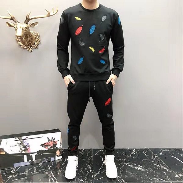 

2019 new fashion mens tracksuit casual sport suit jacket hoodie luxury sweatshirt + pant set sweatsuit designer tracksuits plus size -4xl, Gray