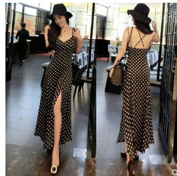 

summer dress new bo dot halter chiffon dress boho beach women, White;black