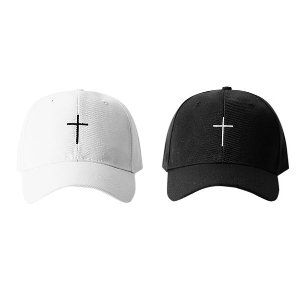 

baseball cap women men cross embroidered cotton hat headwear outdoor sports wear with adjustable back closure, Black;white