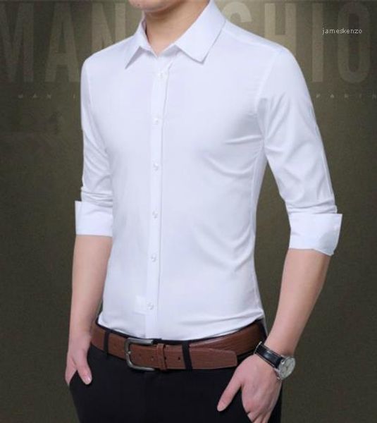 

dress shirts fashion solid color shirts casual long sleeve lapel neck shirts men clothing men designer slim, White;black