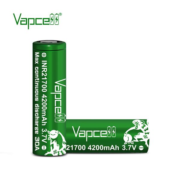 

горящие продажи!! 21700 4200mah vapcell inr21700 3.7v 30a высокого capacityquality клетка 21700 аккумуляторная батарея rewrapped p42a