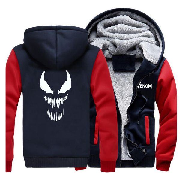 

anime распечатать coat мужские venom флис теплая куртка 2019 осень зима ватки забавный мужчина толстовки фуфаек brand men streetwear, Black