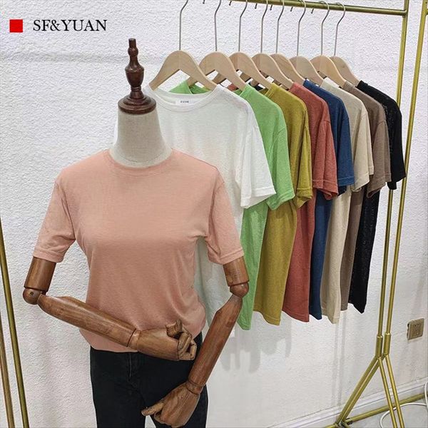 

2020 half sleeve t- round collar t-shirt women's short sleeve solid color loose ins base shirt women's, White