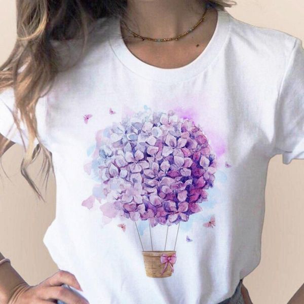 

women 2020 summer short sleeve floral flower fashion lady t-shirts t shirt ladies womens graphic female tee t-shirt, White