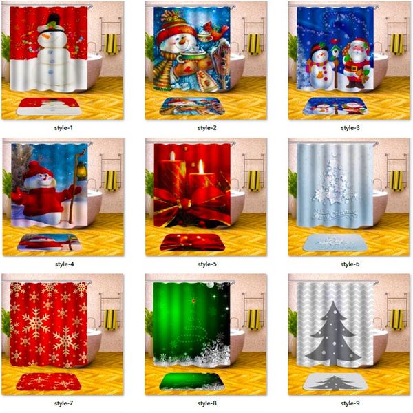 

christmas shower curtain santa claus snowman bell trees xmas bathroom shower curtain waterproof polyester fabric with 12pcs hooks 180x180cm