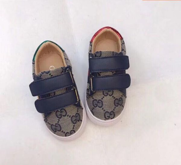 

2019new children's leather sports shoes boys girls velcro outdoor flat shoes trend, Black;red