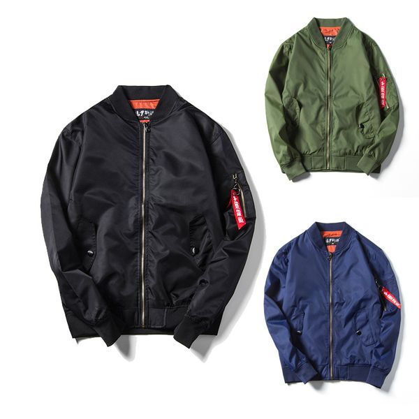 

2019 autumn men bomber jacket both side wear casual windbreaker zipper windbreaker running jacket male outwear bomber clothing, Black;red