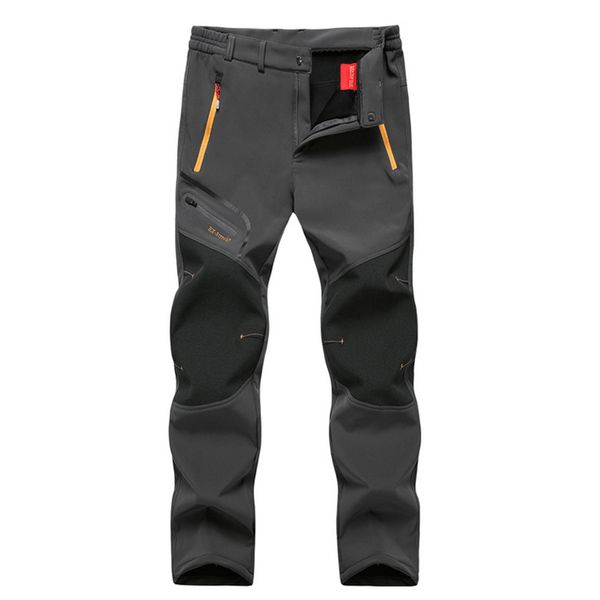 

men's fleece mountain trousers thicken waterproof breathable pants trekking outdoor hiking sport training straight cylinder, Black;green