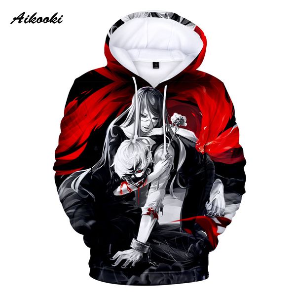 

aikooki 3d tokyo ghoul hoodies sweatshirts men/women hoody anime qutumn winter hoodie boy/girl thin polluver streetwear hug me, Black