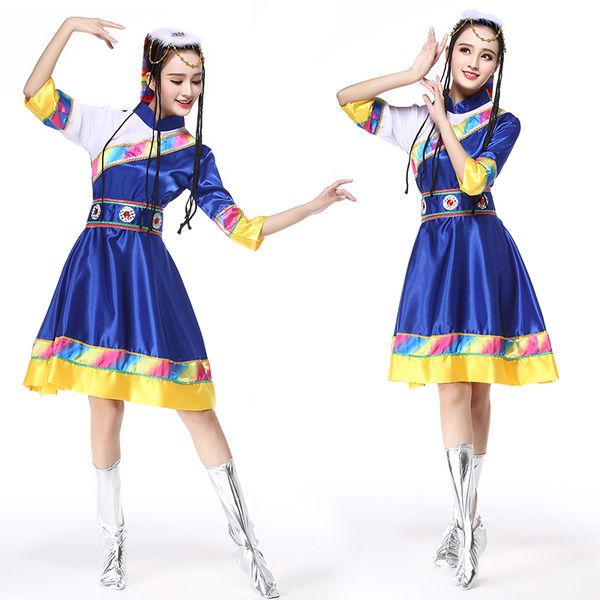 

tibetan dance performance costume female 2019 new minority stage costume mongolian chinese style performance clothing, Black;red