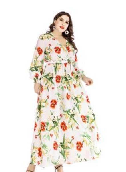 

sleeves long dresses female big size elegant dress 5xl 6xl plus size women floral dress deep v neck lantern, Black;gray