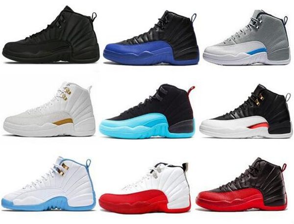 

mens 12 12s basketball shoes game royal winterize wntr gym red michigan bordeaux flu game taxi dark grey sports sneaker trainers size 7-13
