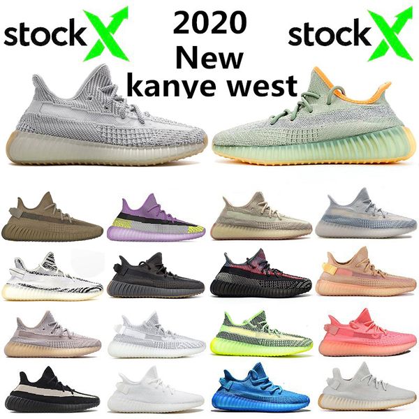 

2020 new kanye west desert sage earth cinder running shoes zyon yecheil yeshaya flax linen zebra bred antlia static mens trainer sneakers, White;red