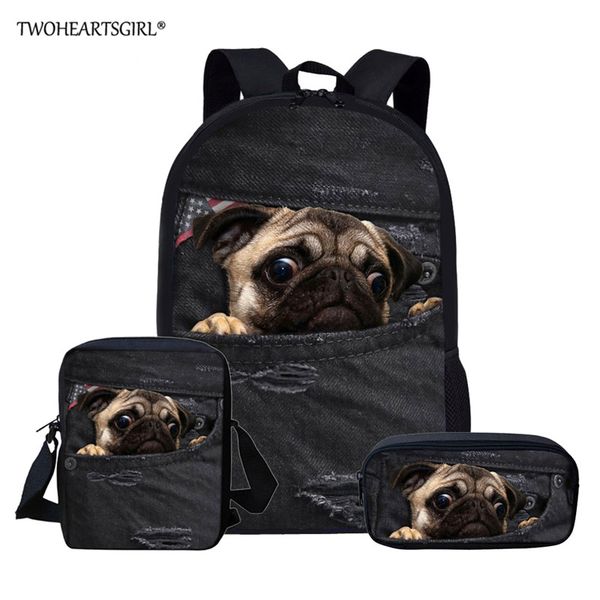 

twoheartsgirl denim dog cat backpack schoolbag children school bags for teenagers boys girls capacity satchel kids book bag