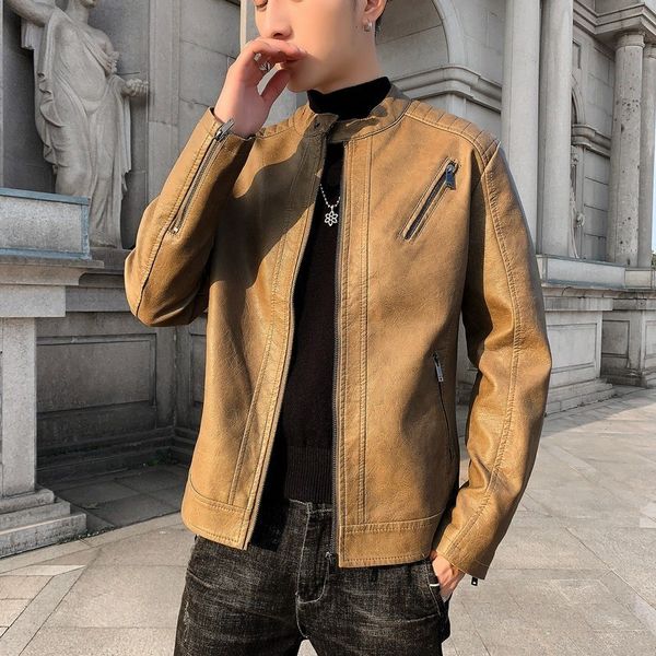 

мужская мотоциклетная кожаная куртка мужская кожаная куртка pu англия, Black