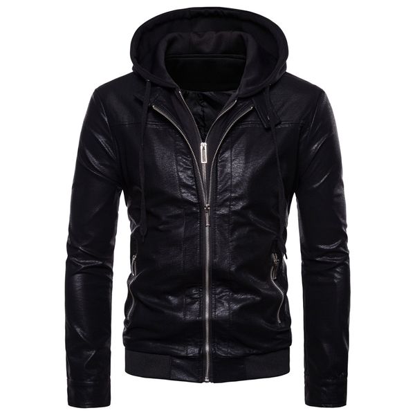 

agradecido 2019 new design motorcycle bomber leather jacket men autumn turn-down collar slim fit male leather jacket coats plus, Tan;black