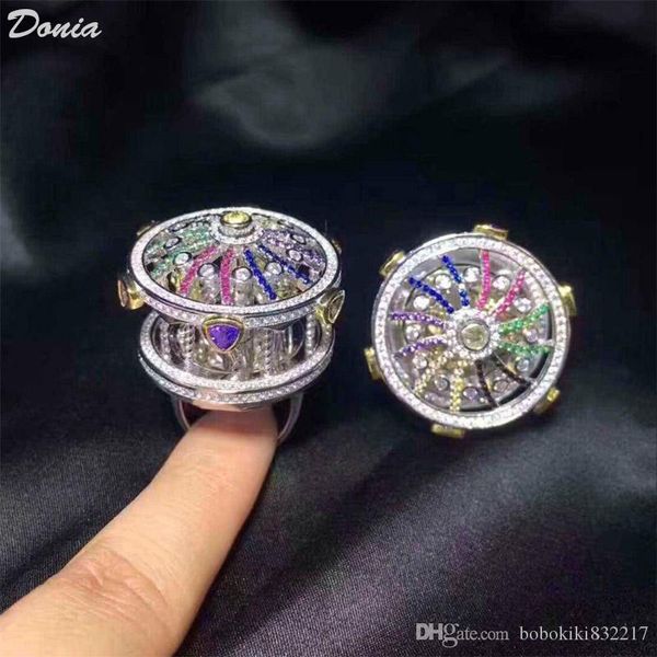

donia jewelry ring fashion merry go round full of zircon rings european and american creative rings men and women's handmade gifts, Silver
